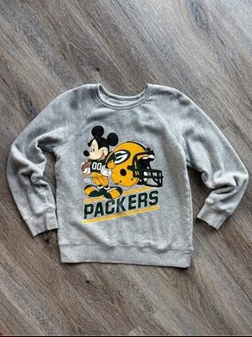 KIDS GREEN BAY PACKERS MICKEY CAME TO PLAY FLEECE Disney crewneck sweatshirt L